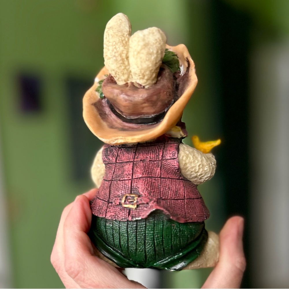 VTG Charming Cottagecore Bunny Rabbit Easter Egg Basket Figurine Decor Accent - Picture 7 of 11